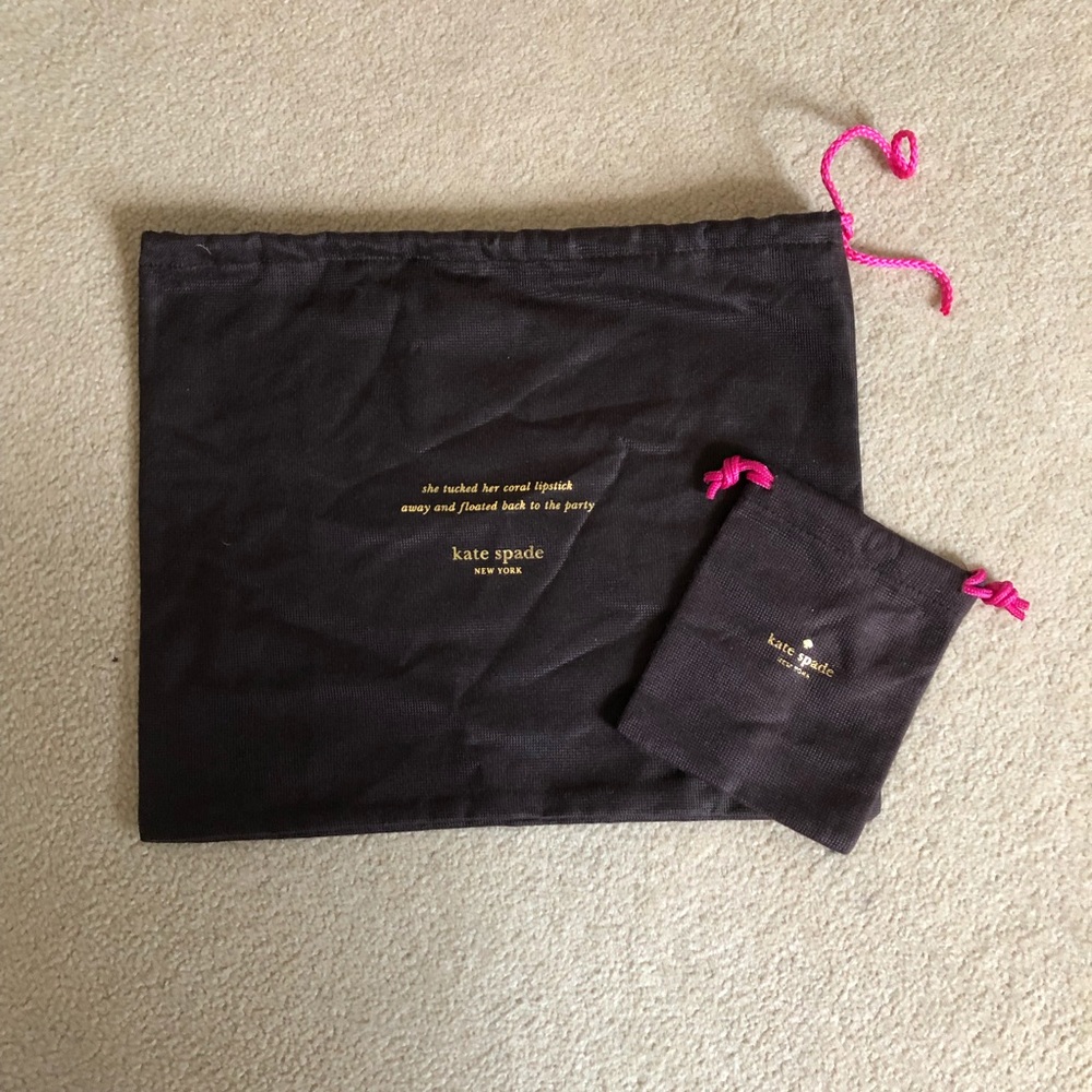 Kate Spade | two brown pink drawstring fabric bags